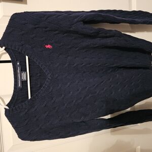 Womens Ralph Lauren Navy Cable Knit Sweater